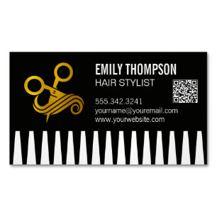 Goldener Kamm   Hairstylist   QR-Code Magnetische Visitenkarte