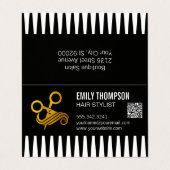 Goldener Kamm | Hairstylist | QR-Code Visitenkarten (Außenseite Aufgefaltet)