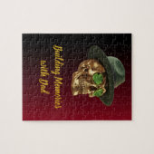 Goldener keltischer Schädel Grüner Kleeblatt Vater Puzzle (Horizontal)