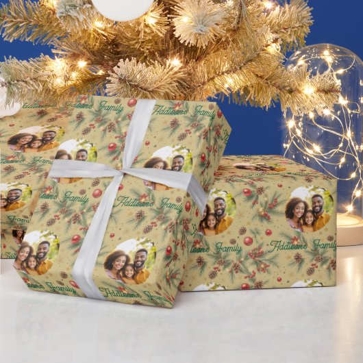 Goldener Kiefernrahmen Geschenkpapier (Feiertage)