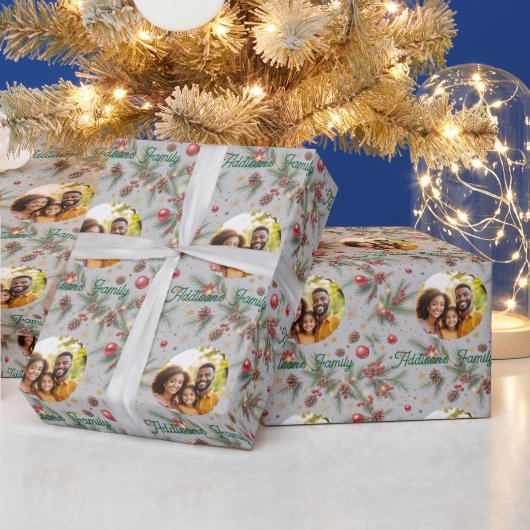 Goldener Kiefernrahmen Geschenkpapier (Feiertage)
