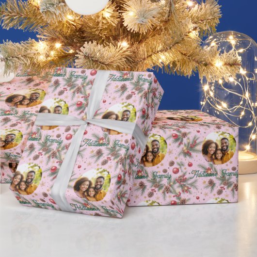Goldener Kiefernrahmen Geschenkpapier (Feiertage)