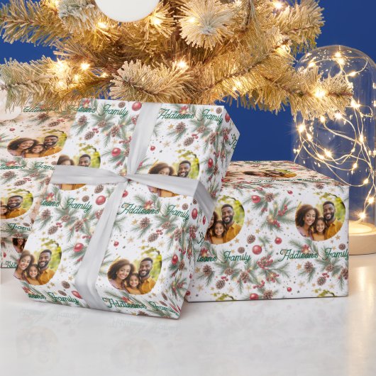 Goldener Kiefernrahmen Geschenkpapier (Feiertage)
