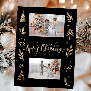 Goldener Kiefernzweig Foto Frohe Weihnachten