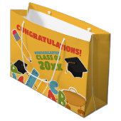 Goldener Kindergarten Abschluss Große Geschenktüte (Vorderseite Schrägansicht)