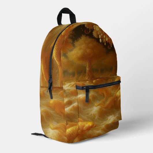 Goldener Koi Bedruckter Rucksack (Rückseitige Ecke links)