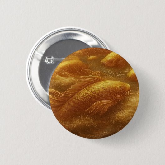 Goldener Koi-Knopf Button (Vorne & Hinten)