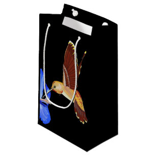 Goldener Kolibri und Blauer Hibiskus Kleine Geschenktüte
