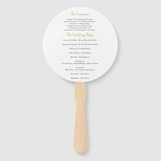 Goldener Konfetti-Fan Fächer (Rückseite)