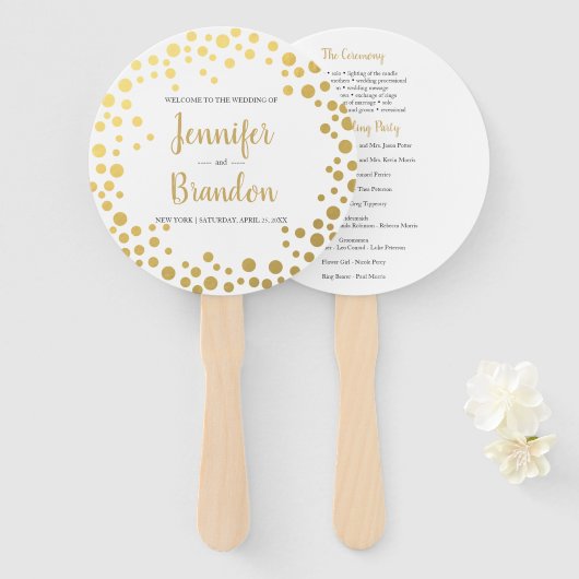 Goldener Konfetti-Fan Fächer (Vorne und Hinten)