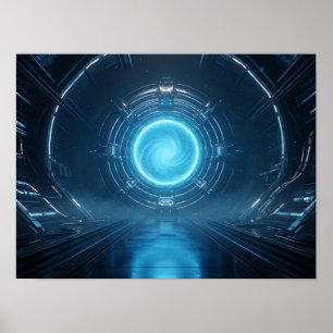 Goldener kosmischer Wirbel auf schwarzem Hintergru Poster