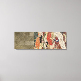 Goldener Kran auf Silk Tapisserie Leinwanddruck