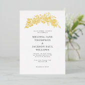 Goldener Kranz elegantes Hochzeitsdesign Folieneinladung (Stehend vorne)