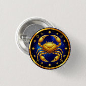 Goldener Krebs Kosmischer Tierkreis Button (Vorne & Hinten)
