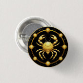 Goldener Krebs Kosmischer Tierkreis Button (Vorne & Hinten)