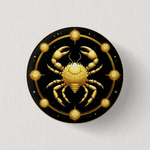 Goldener Krebs Kosmischer Tierkreis Button