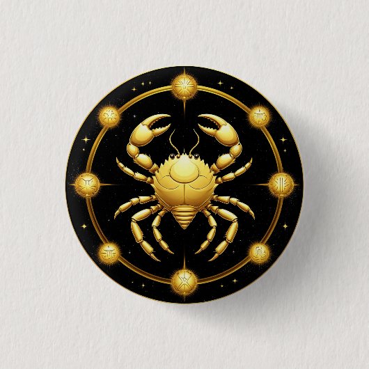 Goldener Krebs Kosmischer Tierkreis Button (Vorderseite)
