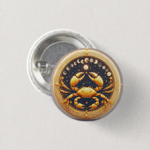 Goldener Krebs Kosmischer Tierkreis Button (Vorne & Hinten)