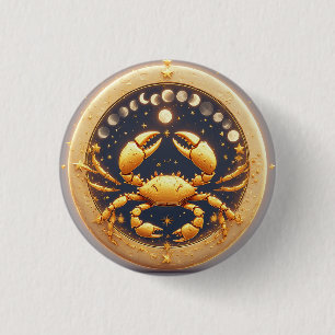 Goldener Krebs Kosmischer Tierkreis Button