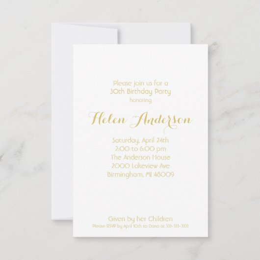 Goldener Kreis 30. Geburtstag Party Einladung (Rückseite)