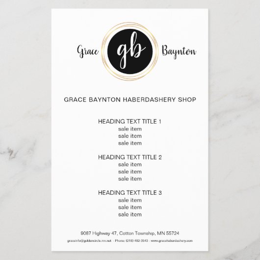 Goldener Kreis, Monogramm-Logo Flyer (Vorne)