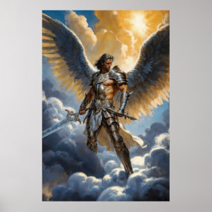 Goldener Krieger des Erzengels Michael Poster
