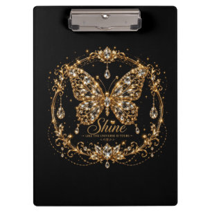 Goldener Kristall-Schmetterling Glanz Luxus-Schmuc Klemmbrett