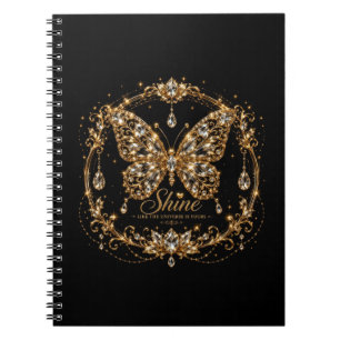 Goldener Kristall-Schmetterling Glanz Luxus-Schmuc Notizblock
