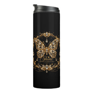 Goldener Kristall Schmetterling Schimmer Luxus Sch Thermosbecher