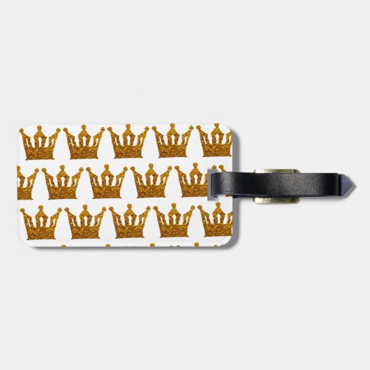 Goldener Kronen-Gepäckanhänger mit Leder Gepäckanhänger (Rückseite horizontal)