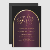 Goldener Krongoldbogen Luxus 50. Geburtstag Magneteinladung (Vorne/Hinten)