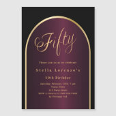 Goldener Krongoldbogen Luxus 50. Geburtstag Magneteinladung (Vorderseite)