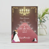 Goldener Kronleuchter Einladung (Stehend Vorderseite)