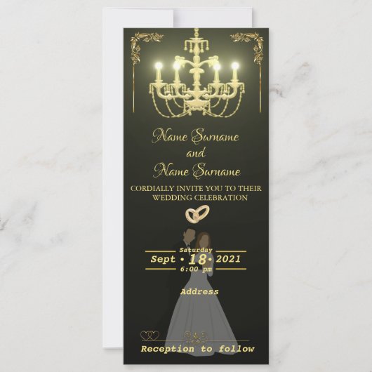 Goldener Kronleuchter Einladung (Vorderseite)