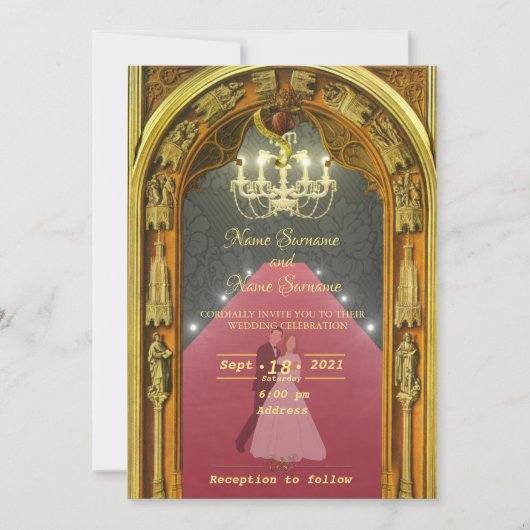 Goldener Kronleuchter Einladung (Vorderseite)