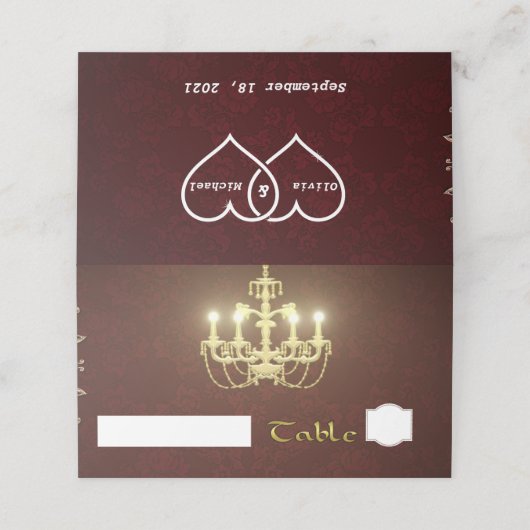 Goldener Kronleuchter Platzkarte (Außenseite Aufgefaltet)