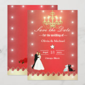 Goldener Kronleuchter Save The Date (Vorne/Hinten)