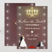 Goldener Kronleuchter Save The Date (Vorne/Hinten)
