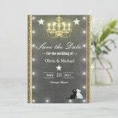 Goldener Kronleuchter Save The Date (Stehend Vorderseite)