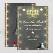 Goldener Kronleuchter Save The Date (Vorne/Hinten)