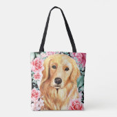 Goldener Labrador Aquarellhund Rose Tasche (Rückseite)