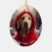Goldener Labrador Weihnachtsdatum oder Pet-Foto hi Keramik Ornament (Rechts)