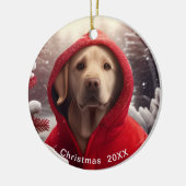 Goldener Labrador Weihnachtsdatum oder Pet-Foto hi Keramik Ornament (Links)