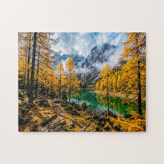 Goldener Lärchenwald am Bergsee Puzzle (Horizontal)