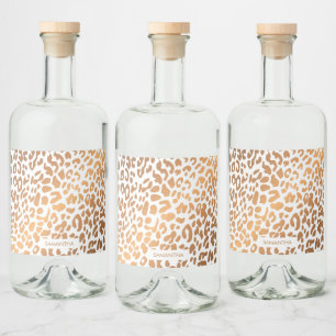 Goldener Leopard-Druck Alkoholflaschenetikett