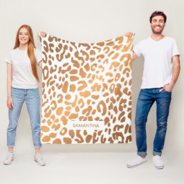 Goldener Leopard-Druck Fleecedecke