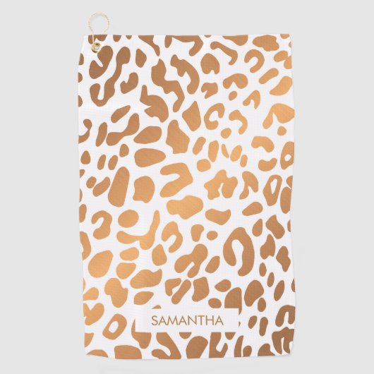 Goldener Leopard-Druck Golfhandtuch (Vorderseite)