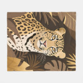 Goldener Leopard Dschungel Boho Wildnis Fleecedecke (Vorderseite (Horizontal))