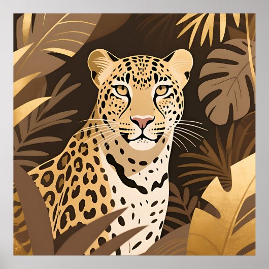 Goldener Leopard Dschungel Boho Wildnis Poster (Vorne)