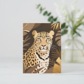 Goldener Leopard Dschungel Boho Wildnis Postkarte (Stehend Vorderseite)